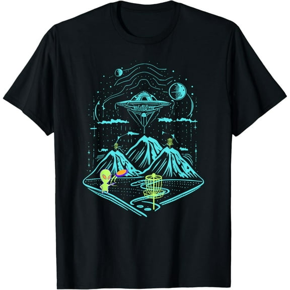 Simple Fit Disc Golf Space Alien Course T-Shirt All Size S-5Xl