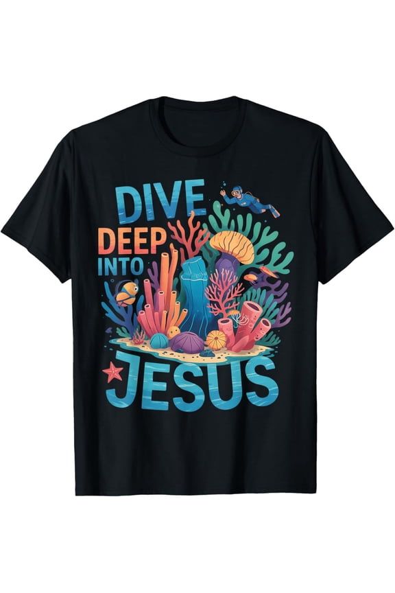 Dive Deep Into Jesus Vbs 2025 Scuba Diving Underwater T-Shirt All Size S-5XL
