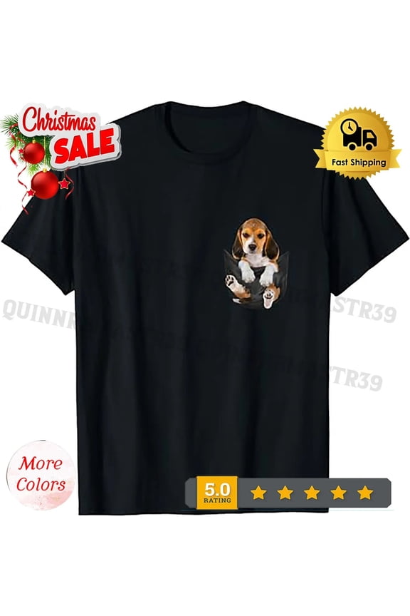 Dog Lovers Gifts Beagle In Pocket Dog Face T-Shirt. Gift For Him/Her Gift For Him/Her