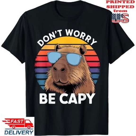 Simple Fit Don't Worry be Capy Capybara T-Shirt , Unisex Tee All Size S-5XL