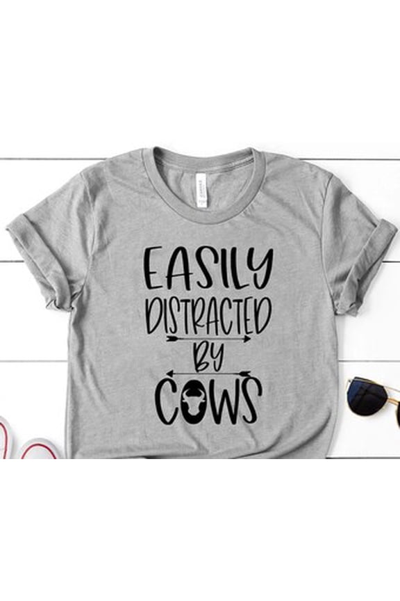 Easily Distracted By Cows Shirt, Cow Lover T-shirt, Animal Lover, Barn Life Shirt, Farm Life Shirt, Cow Lover Shirt, Cow Tee,Cow Shirt