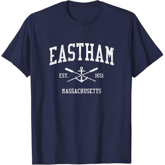 Simple Fit Eastham Ma Vintage Crossed Oars & Boat Anchor Sports T-Shirt All Size S-5XL
