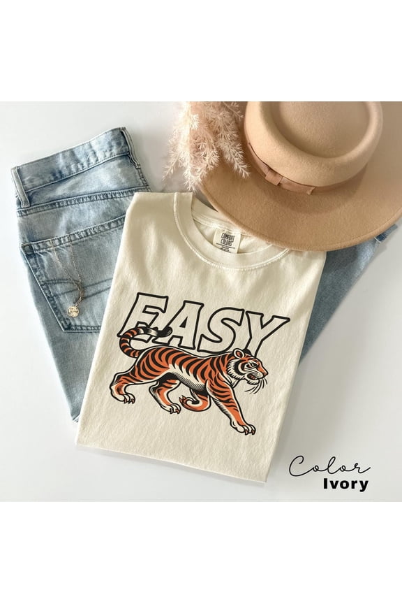 Easy Tiger Shirt, Retro Boho Hippie Shirt, 90S Style Shirt, Shirt, Oversized Vintage Inspired Graphic Tee, , All Size S-5Xl