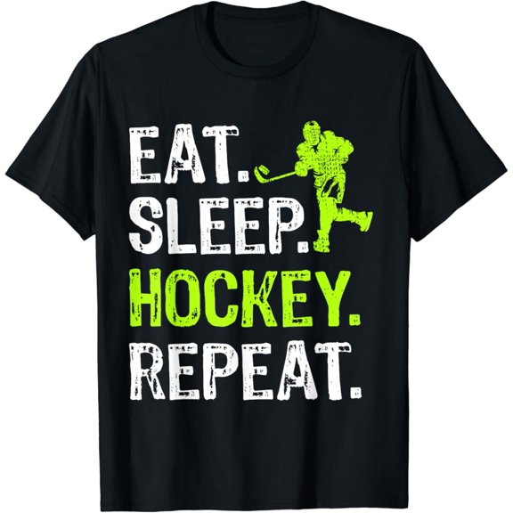 Simple Fit Eat Sleep Hockey Repeat Hockey Player T-Shirt All Size S-5Xl