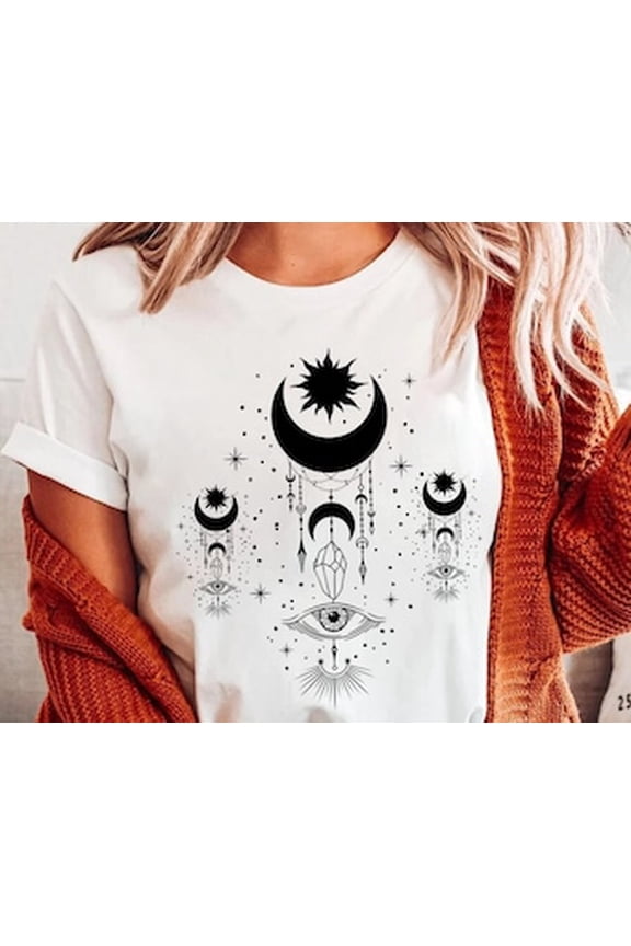 Evil Eye Shirt Sun and Moon Shirt, All Seeing Eye Spiritual Shirts,Witchy Clothing,Witchy Things,Witchy Clothes,Witchy Shirt,Celestial Shirt
