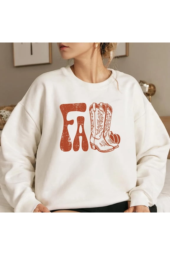 Fall Cowboy Boots Sweatshirt, Western Fall Sweatshirt, Autumn Sweatshirt, Western Cowgirl Boots Sweatshirt, Fall Season Sweatshirt, Cowgirl Sweatshirt, Retro Sweatshirt All Size S-5XL
