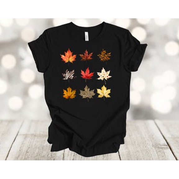Simple Fit Fall Shirt, Autumn Leaves, Animal Prints, Dots, Colored Leaves, Soft Unisex Tee Plus Sizes Available All Size S-5XL