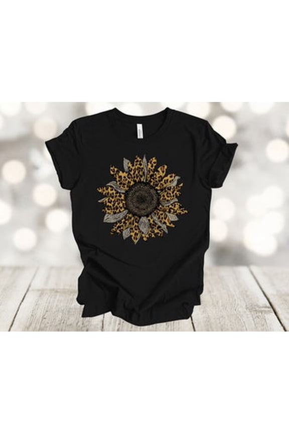 Fall Shirt, Leopard Sunflower Shirt, Sunflower, Beautiful Sunflower Tee, Soft Unisex Tee, Plus Size Plus Sizes Available All Size S-5XL