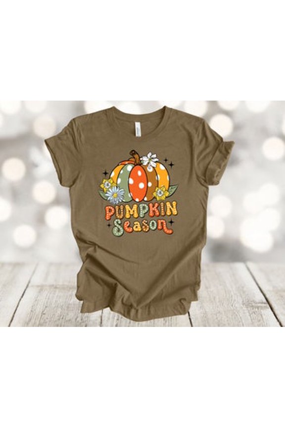 Fall Shirt, Pumpkin Season, Polka Dot Pumpkin, Autumn Tee, Unisex Tee, Plus Size Available All Size S-5XL
