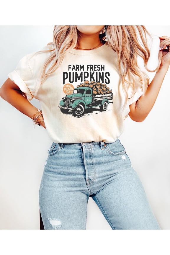 Farm Fresh Pumpkin Truck Shirt, Fall Crewneck Sweater, Pumpkin Sweatshirt, Fall Sweater, Pumpkin Patch Sweatshirt, Womens Fall Tee