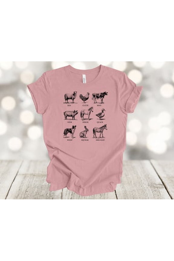 Farm Shirt, Fam Animals, Horse Cow Pig Sheep Chicken Duck Mule, Soft Unisex Tee, Plus Size Plus Size Available All Size S-5XL