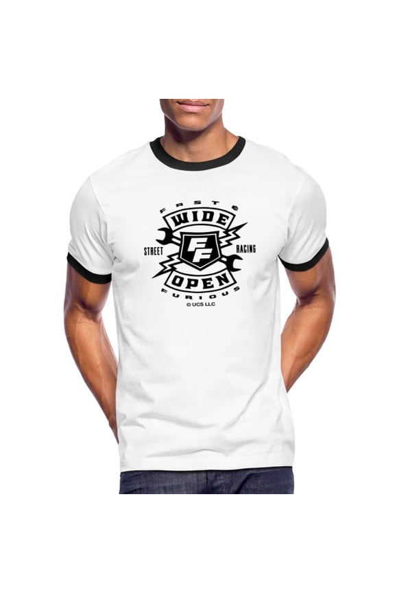 Simple Fit Fast And Furious Logo Wide Open Men'S Ringer T-Shirt