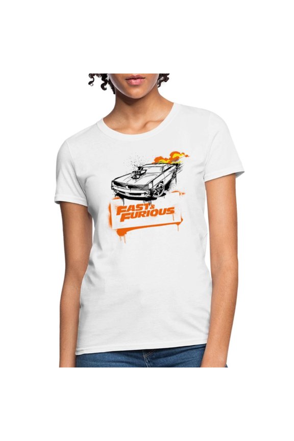 Simple Fit Fast And Furious Logo With Muscle Car Women'S T-Shirt