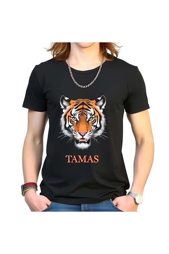 Fierce Tiger Graphic T-Shirt For Men - Tamas Orange & Black Crew Neck-All-Cotton All Size S-5Xl