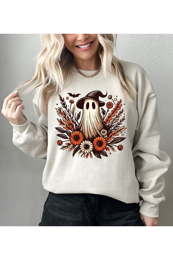 Floral Ghost Sweatshirt, Cute Ghost Sweatshirt, Womens Happy Holidays Sweatshirt, Spooky Season, Happy Holidays Party Shirt, Fall Graphic Shirt All Size S-5Xl