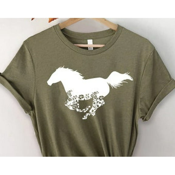Simple Fit Floral Horse Shirt, Horse Lover Shirt, Floral Shirt, Gift For Her, Country Shirt, Gift For Horse Lovers, Equestrian Shirt,Animal Lover Shirt