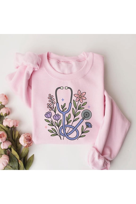 Floral Stethoscope Sweatshirt, Nursing School Gift, Healthcare Gift, Medicine Shirt, Medical Assistant Gift, Nurse Appreciation Gift All Size S-5Xl