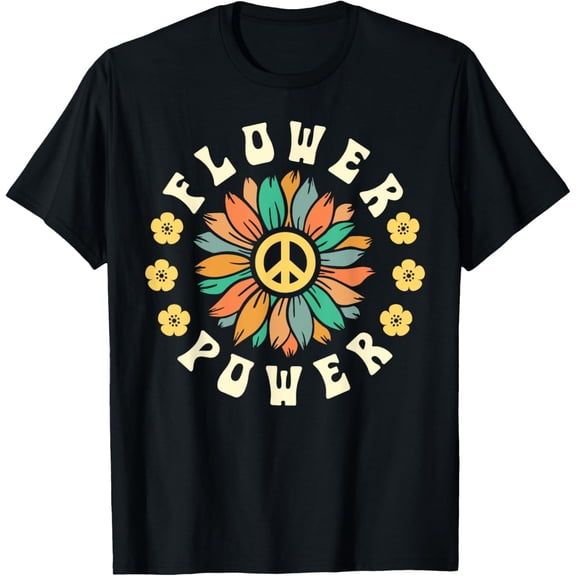 Simple Fit Flower Power Hippie Women Retro 60S 70S Vintage Sunflower T-Shirt