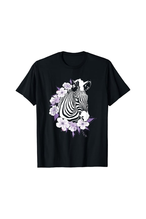 Flower Zebra Animal Women Gift Zebra T-Shirt