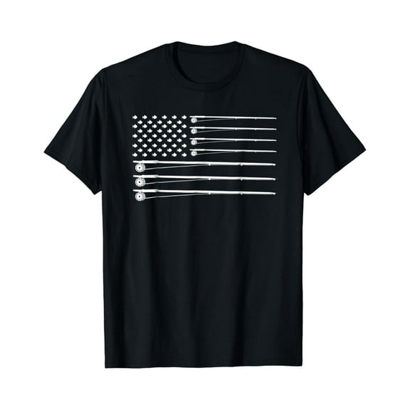 Simple Fit Fly Rod Fishing American Flag T-Shirt