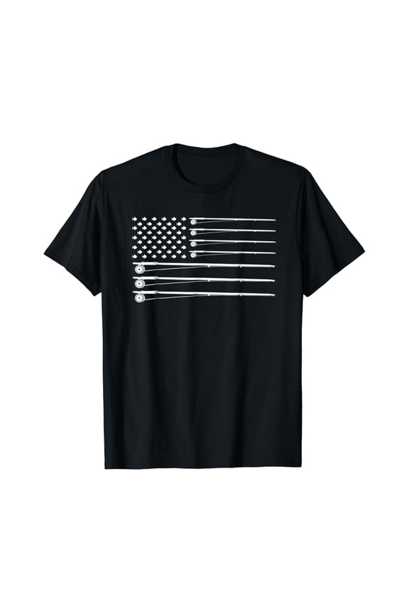 Fly Rod Fishing American Flag T-Shirt