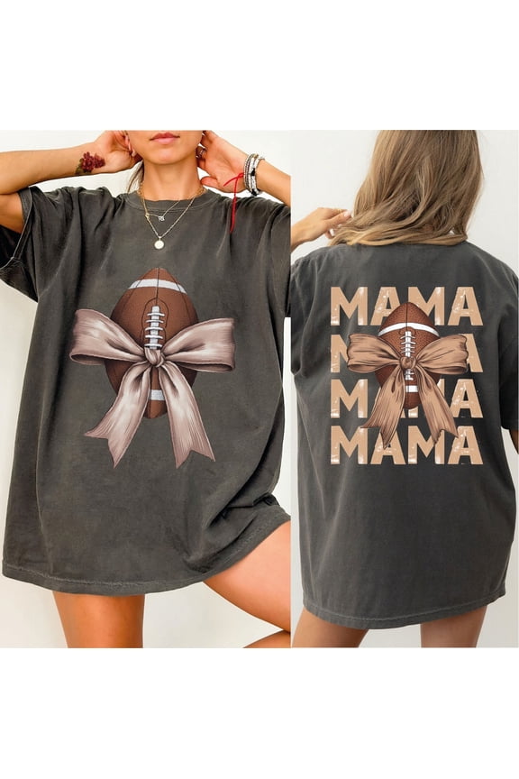 Football Mom Shirt, Game Day Shirt, Cute Football Season Mama Shirt, Gift For Football Team Lover, Football Coquette Bow Tee, All Size S-5XL