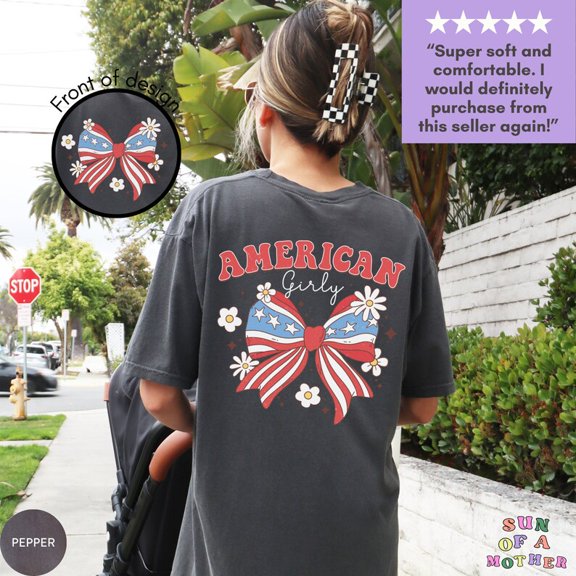 Simple Fit Fourth Of July Shirt Retro July 4Th Shirt Coquette 4Th Of July Shirt Women Plus Size American Girly T Shirt Patriotic Shirt Trendy Usa Shirt