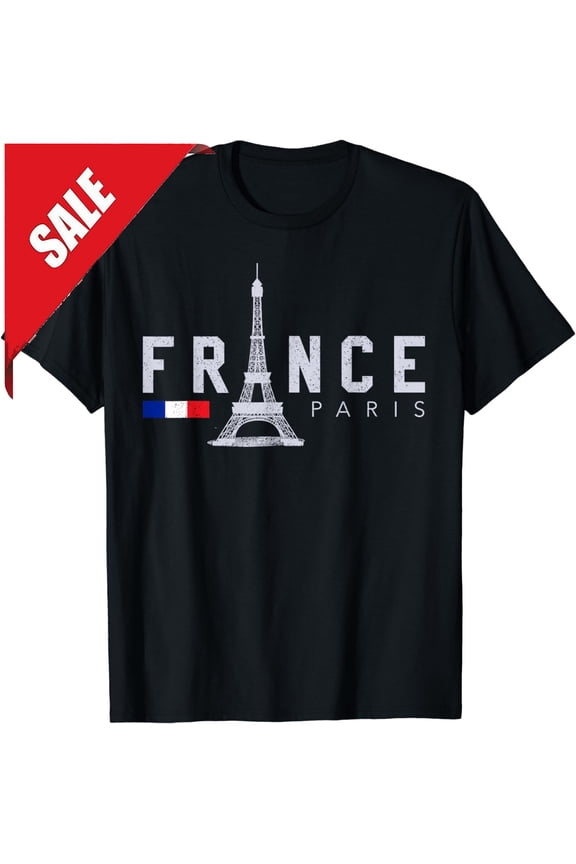 France Paris T-Shirt French Flag Eiffel Tower Souvenir Gift For Him/Her