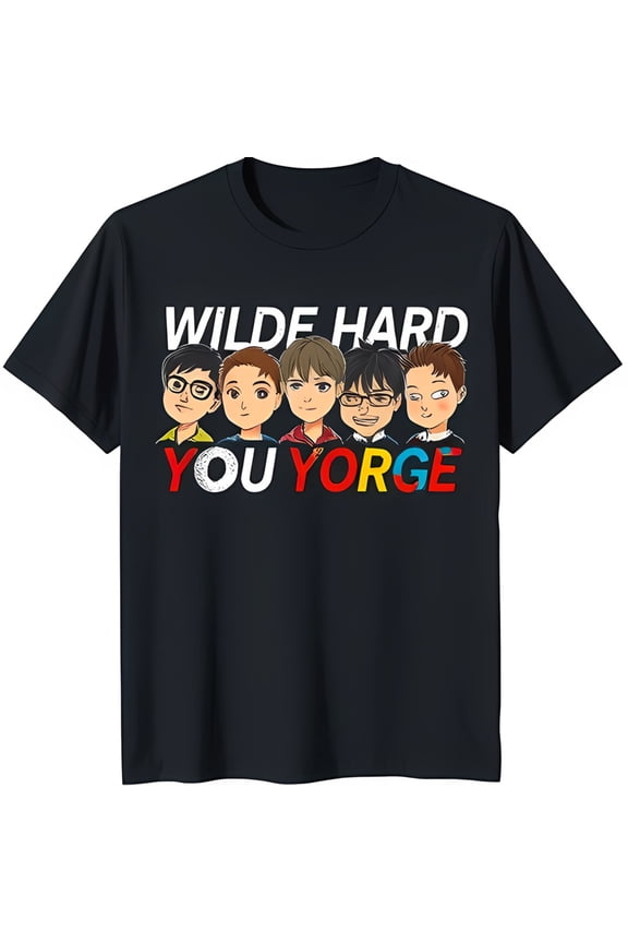 Fun Black T-Shirt With Colorful Cartoon Characters & 'Wilde ' Graphic All Size S-5Xl