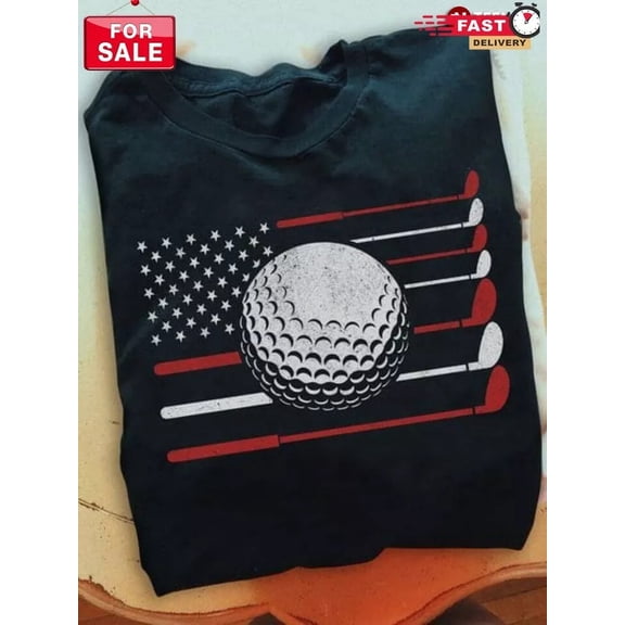 Simple Fit Golf American Flag Shirt, Golf Ball And Golf Clubs Gift For Him/Her Gift For Him/Her