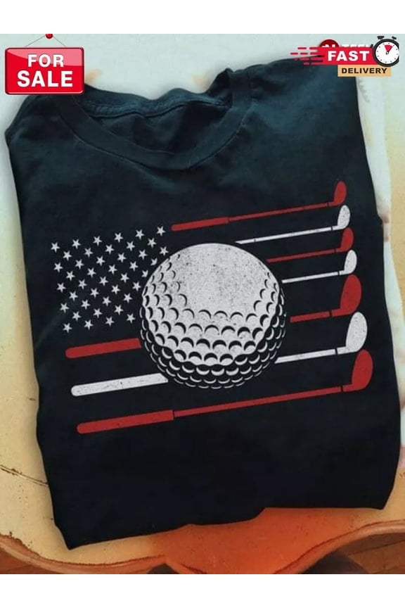 Golf American Flag Shirt, Golf Ball And Golf Clubs Gift For Him/Her Gift For Him/Her