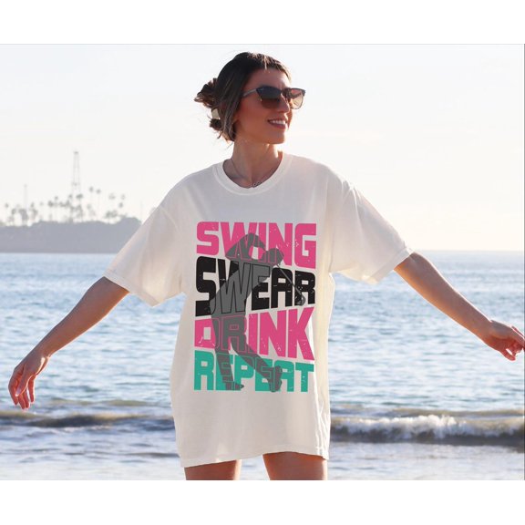 Simple Fit Golfing Shirts, Golf T-Shirt, Golfing Shirts, Golfer Shirt Gift, Swing Swear Repeat, Golf Sayings Shirt, CRT368 All Size S-5XL