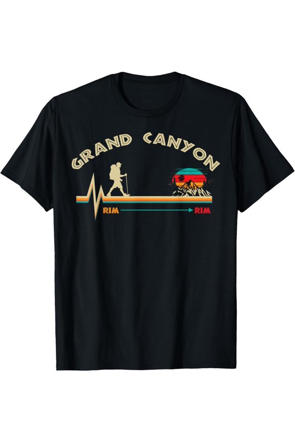 Grand Canyon National Park - Rim - Rim - Retro Hiking T-Shirt Hoodie Gift For Him/Her