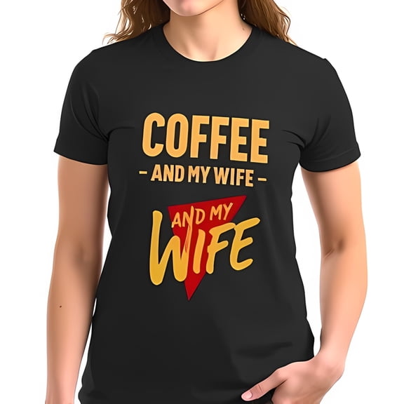 Simple Fit Graphic Cotton Short Sleeve T-Shirt - " Coffee My Wife - -All-Cotton All Size S-5Xl