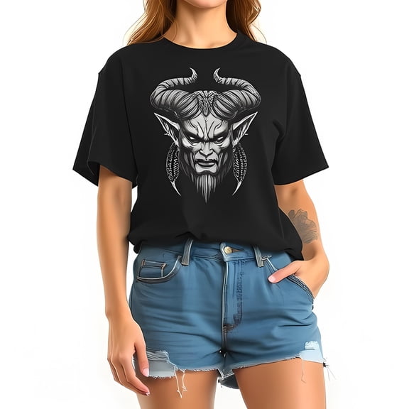 Simple Fit Graphic Head T-Shirt For Women Black Tee With Style Design Casual-All Cotton All Size S-5Xl