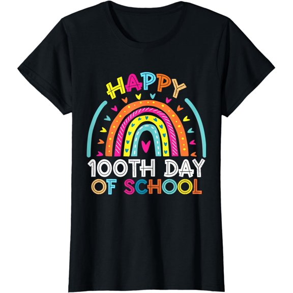 Simple Fit Happy 100Th Day Of School Teacher S 100 Days Ladies' Crewneck T-Shirt All Size S-5XL