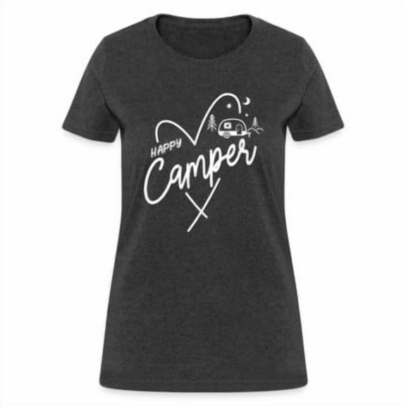 Simple Fit Happy Camper Women's T-Shirt (Love Camping in Nature) All Size S-5XL