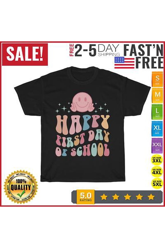 Happy First Day Of School Vintage Peace Hand Back To School T Shirt Men Women All Size S-5XL
