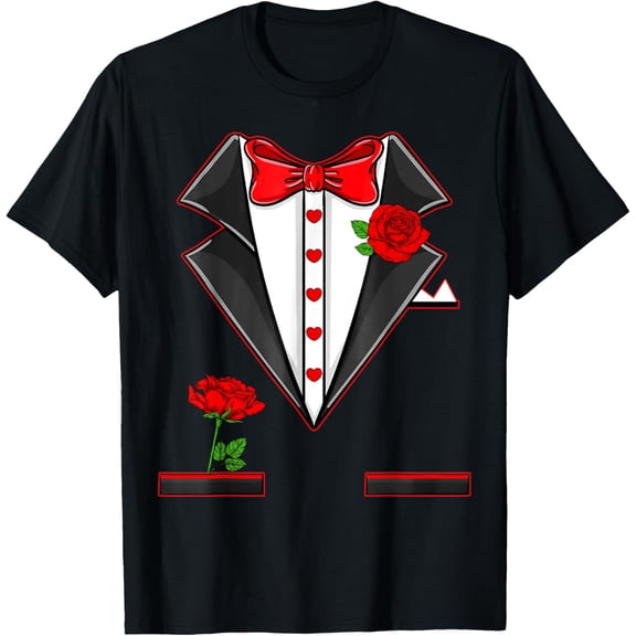 Simple Fit Happy Tuxedo Vest With Rose Flower Love'S Day Men Boys T-Shirt