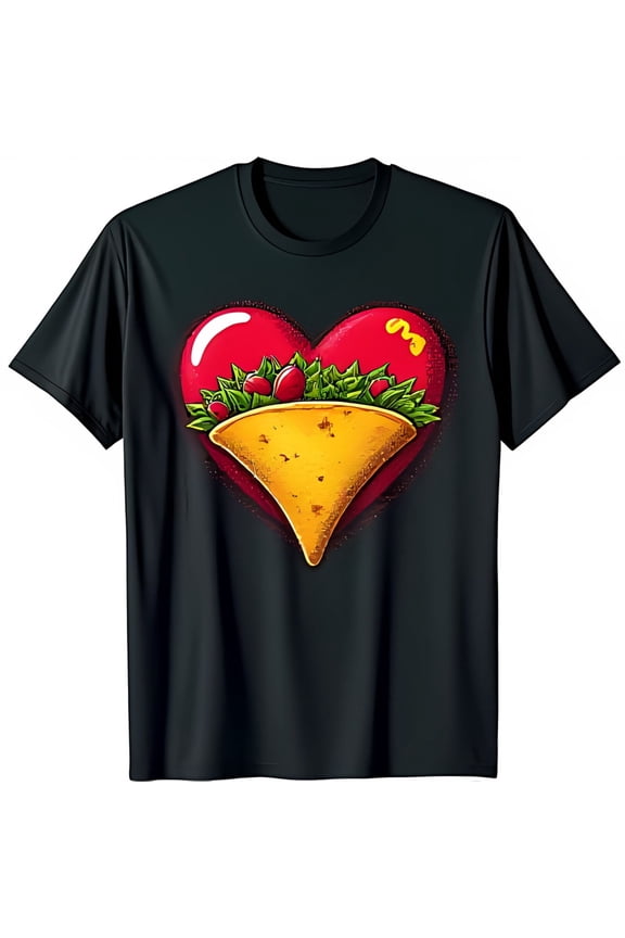 Heart Shaped Graphic Black T-Shirt Fun Design All Size S-5Xl