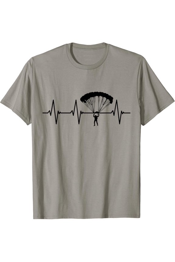 Heartbeat Skydiver Shirt Parachuting T-Shirt All Size S-5XL