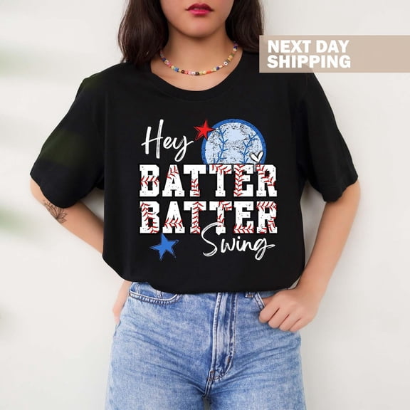 Simple Fit Hey Batter Batter Swing Tee, Baseball Mom T-Shirt, Baseball Shirt, In My Baseball Mom Era Tee, Game Day Tee, Ballpark Shirt, Baseball Season All Size S-5XL