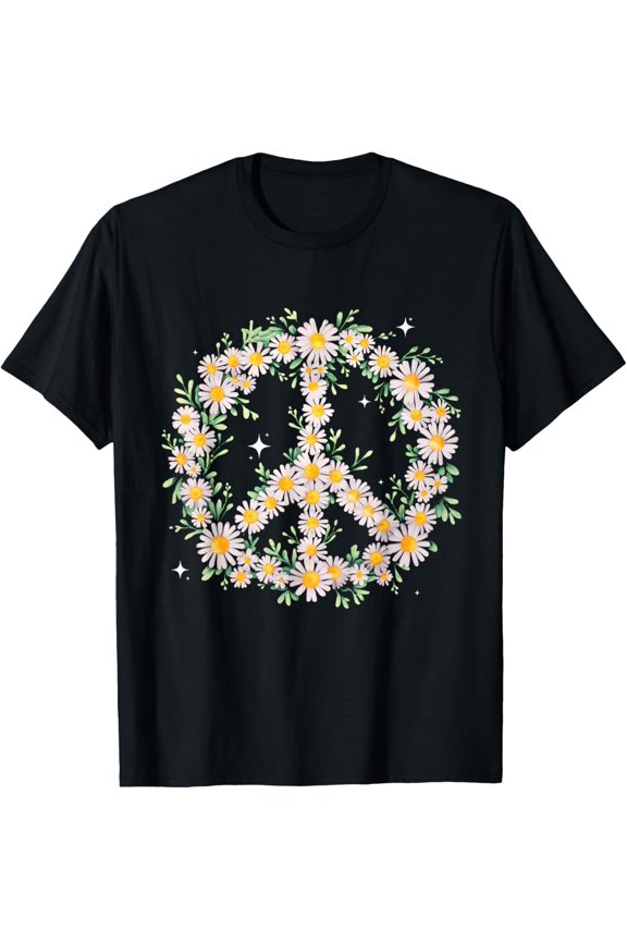 Hippie Peace Wildflower Daisies Flowers Graphic Daisy Flower T-Shirt