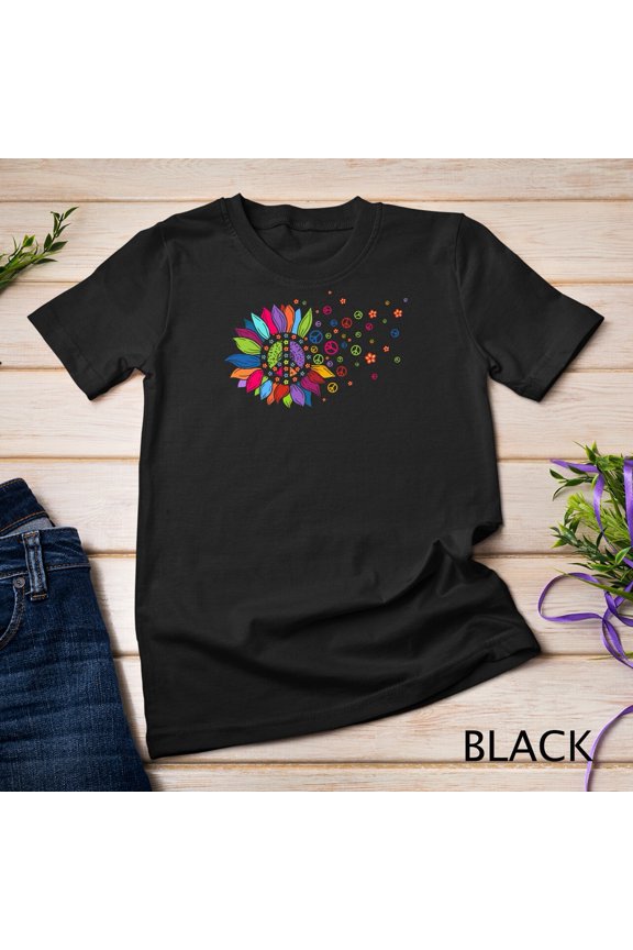 Simple Fit Hippie Soul Peace Sign Costume Daisy Flower Lovers Unisex T-Shirt