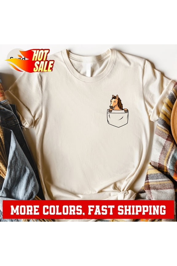 Horse Pocket T-Shirt, Horse Pocket Shirt, Horse Lover Shirt, Animal Lover Gif... Gift For Him/Her Gift For Him/Her