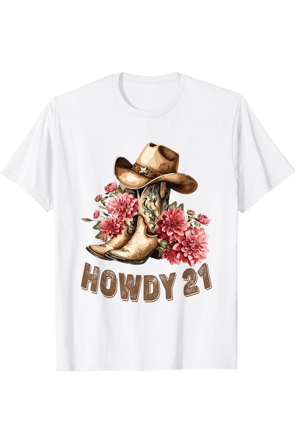 Howdy 21 Year Old Girl Western Country Cowgirl 21St Birthday T-Shirt