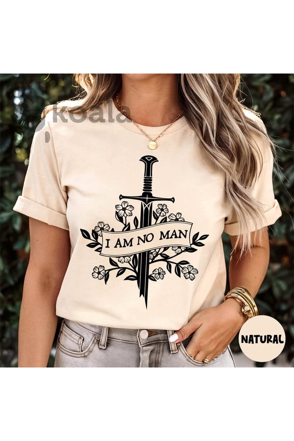 I Am No Man Shirt, Fantasy Book Fandom Shirt, Ringer Merch Dark Academia Booklover Shirt, Bookish Gift, Feminist Quote Shirt, Gift for Her All Size S-5XL