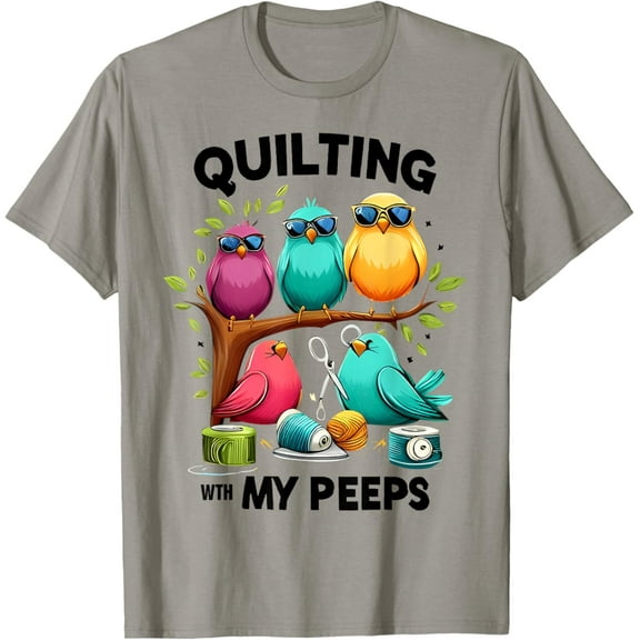 Simple Fit I Never Quilt Alone Quilting Hobby Crew with the Cats T-Shirt All Size S-5XL