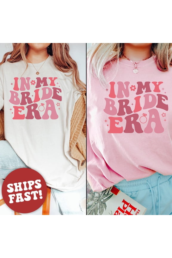 In My Bride Era Shirt, Engagement Gift, Retro Groovy Bride Shirt, Wedding Gift T-Shirt, Gift For Bride, Honeymoon Shirt