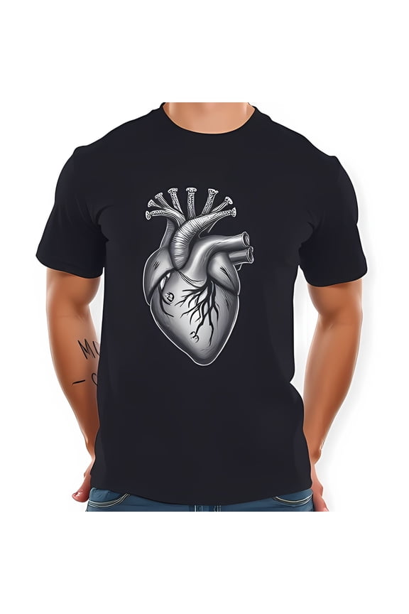 Intricate Anatomical Human Heart Design Cotton Short Sleeve T-Shirt -All-Cotton All Size S-5Xl